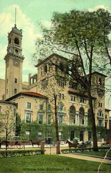 Jefferson Hotel, 100 block of West Franklin Street, Richmond, Virginia, ca. 1920