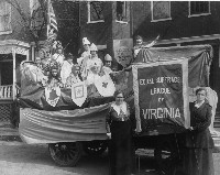 Equal Suffrage League of Richmond float in 1918 Liberty Bond Parade, Richmond Virginia