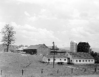 Dairy Buildings Along Route 11 in Rockbridge County, Virginia, May 1952. Virginia Agriculture Extension Service, Digital Library and Archives, Virginia Tech.