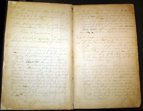 Minute book of the Upperville Colt & Horse Show, 1869
