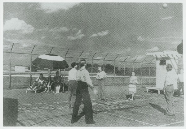 Vollyball on roof of UVA Hospital