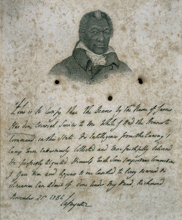 Engraved portrait of James Armistead Lafayette