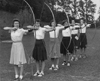 The Archery Club at Mary Washington College. Date: 1942. Photographer: Judson Smith.