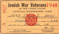 Steve Brody’s Jewish War Veterans Card. Date: 1948. Citation: Isidor (Steve) Brody (1889-1978) Manuscripts