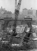 Construction of 9th Street Bridge, Richmond, Virginia.
Date: January 24, 1970. Photographer: Don Pennell.
Citation: <em>Richmond Times-Dispatch</em> Collection, Valentine Richmond History Center.