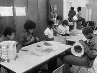 Students in "Modern Lifestyle Class" at John F. Kennedy High School, Richmond, Virginia. Date: May 26, 1974. Citation: <em>Richmond Times-Dispatch</em> Collection, Valentine Richmond History Center.