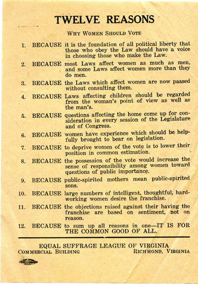 Reasons For Womens Suffrage In America