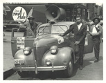 "Getting Out the Vote" (L-R) Calvin Hopkins, Lester Banks, 'Puss' Owens, Richmond Date: 1947 Collection: Scott L. Henderson Collection, Virginia Union University Archives.