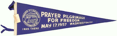 Prayer Pilgrimage Banner, 1957, Sarah Patton Boyle collection. Collection: University of Virginia, Special Collections