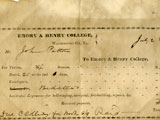 Tuition receipt Date: 1845 Collection: Emory & Henry College