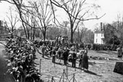Filming of Howards of Virginia on Palace Green, Williamsburg, Virginia Date: 1939 Collection: Photo by George S. Campbell. George S. Campbell Collection, MS2013.7. Special Collections, John D. Rockefeller, Jr. Library, The Colonial Williamsburg Foundation