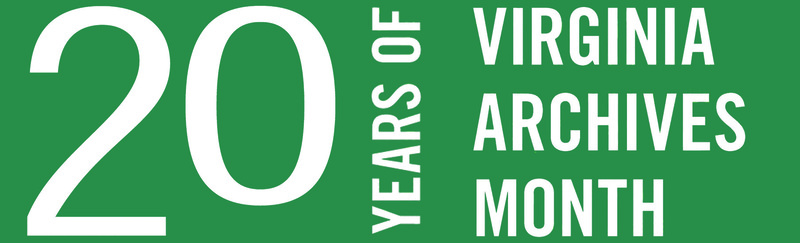 Green banner with white lettering reading, '20 Years of Virginia Archives Month'
