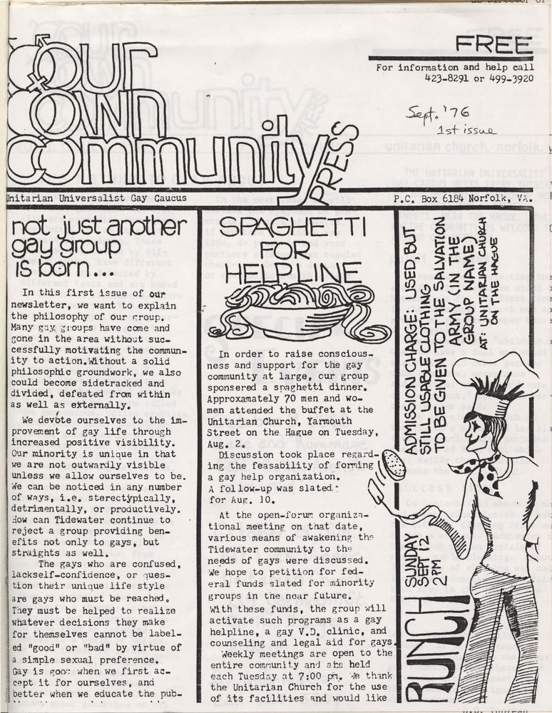 Our Own Community Press Newspapers, September 1976. Special Collections and University Archives, Old Dominion University Libraries.