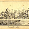 Ruins of the Chancellor House after the battle of May 1-3, 1863, sketched by Blackford.