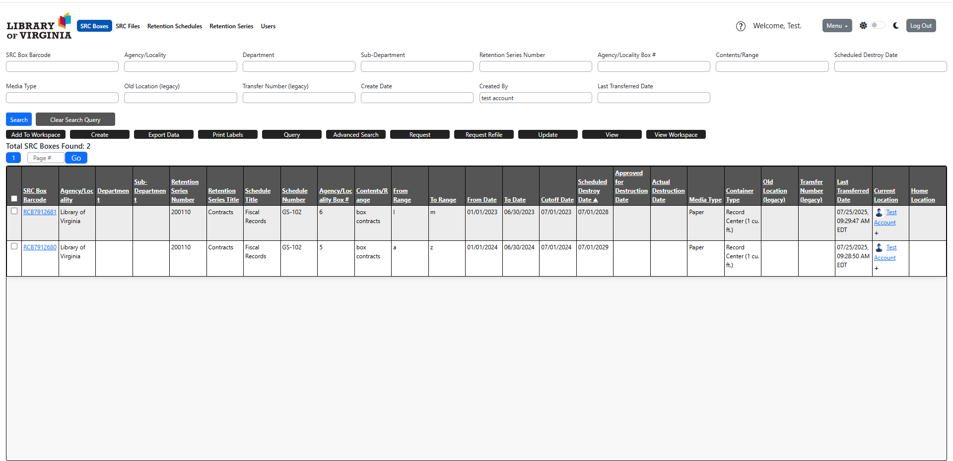 SRC Box tab view.