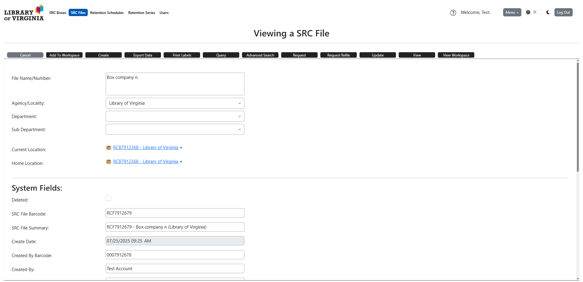 File label demonstration.