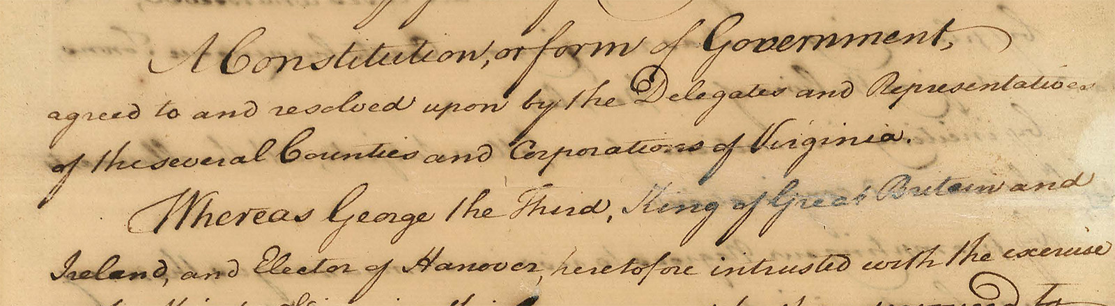 Black text on parchment paper, beginning "A Constitution, or form of government..."