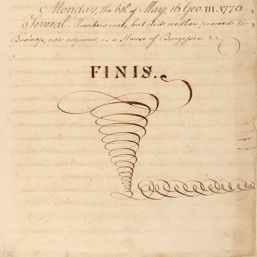 Handwritten text in black ink on parchment, "FINIS" written in capital letters with an extensive flourish below