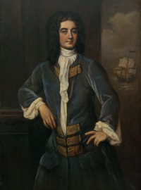 Oil portrait of a white man in 18th century attire.