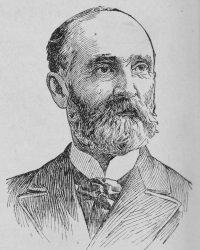 Pen and ink drawing of a white man with a beard wearing early 20th century attire.