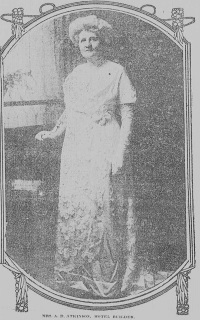Newspaper photograph of a white woman wearing early 20th century attire.