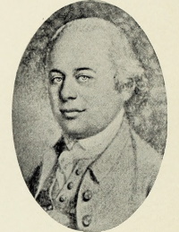 Engraving of a white man in 18th century attire.