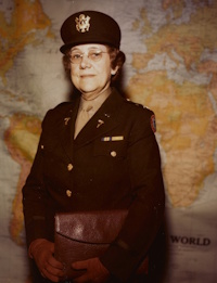 A white woman wearing a U.S. Army uniform.