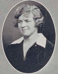 Oval portrait of a white woman wearing early 20th century attire.