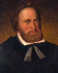 Oil portrait of a white man wearing 17th century attire.