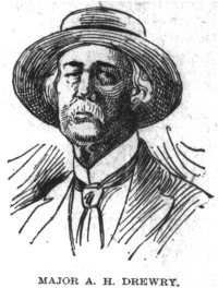 Pen and ink drawing of a white man wearing a straw boater hat and late 19th century attire.earing a 