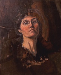 Self-portrait of a white woman in early 20th century attire.