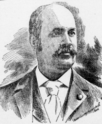 Pen and ink drawing of an African American man with a mustache wearing early 20th century attire.