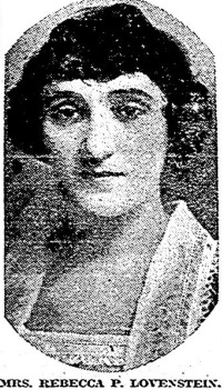 Newspaper photograph of a white woman wearing early 20th century attire.