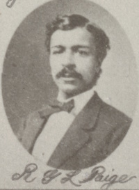 Headshot of an African American man with a mustache wearing late 19th century attire.
