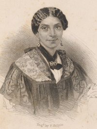 Engraving of an African American woman wearing mid-19th century attire.
