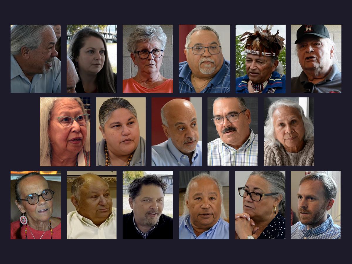 montage with 17 headshots of Virginia tribal members in three rows