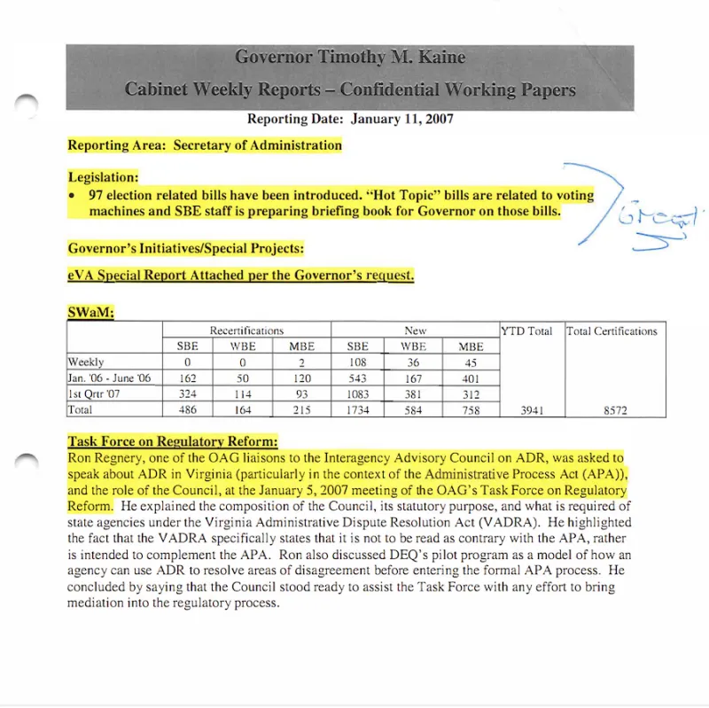A page of text with yellow highlighting and a table with numbers.