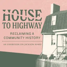 close up of half an eighteenth century house overlaying a partial map of Richmond, Virginia